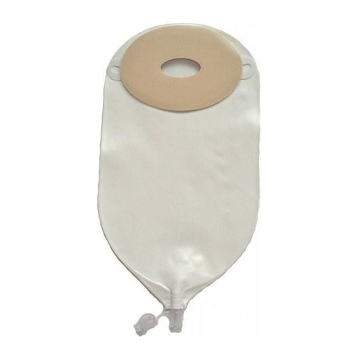 Nu-Hope round opaque one-piece urinary pouch, model 8256, three-quarter inch precut flat barrier
