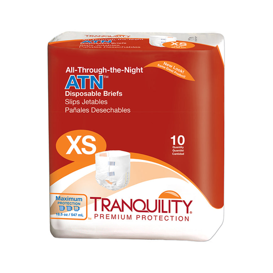 Tranquility Tranquility Premium ATN Overnight Protection Disposable Briefs with Tabs, Maximum Absorbency (PBE2183, PBE2184) on a white background