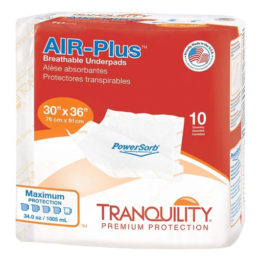 Tranquility Tranquility AIR-Plus Breathable Incontinence Underpads, Maximum Absorbency (PBE2709, PBE2710) on a white background
