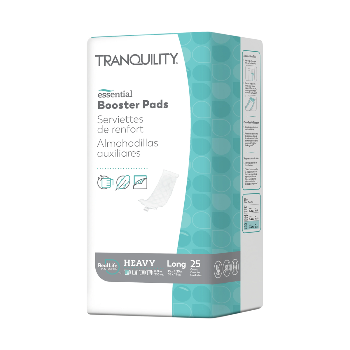 Tranquility Tranquility Essential Disposable Booster Pads with Adhesive Strip, Heavy Absorbency (PBE2770, PBE19244) on a white background