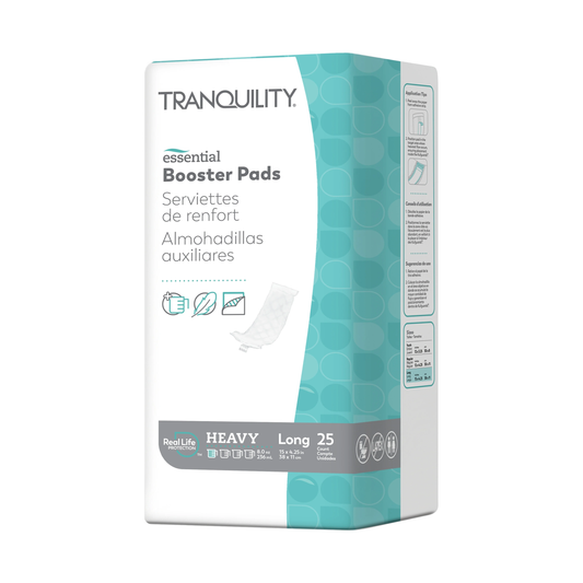 Tranquility Tranquility Essential Disposable Booster Pads with Adhesive Strip, Heavy Absorbency (PBE2770, PBE19244) on a white background