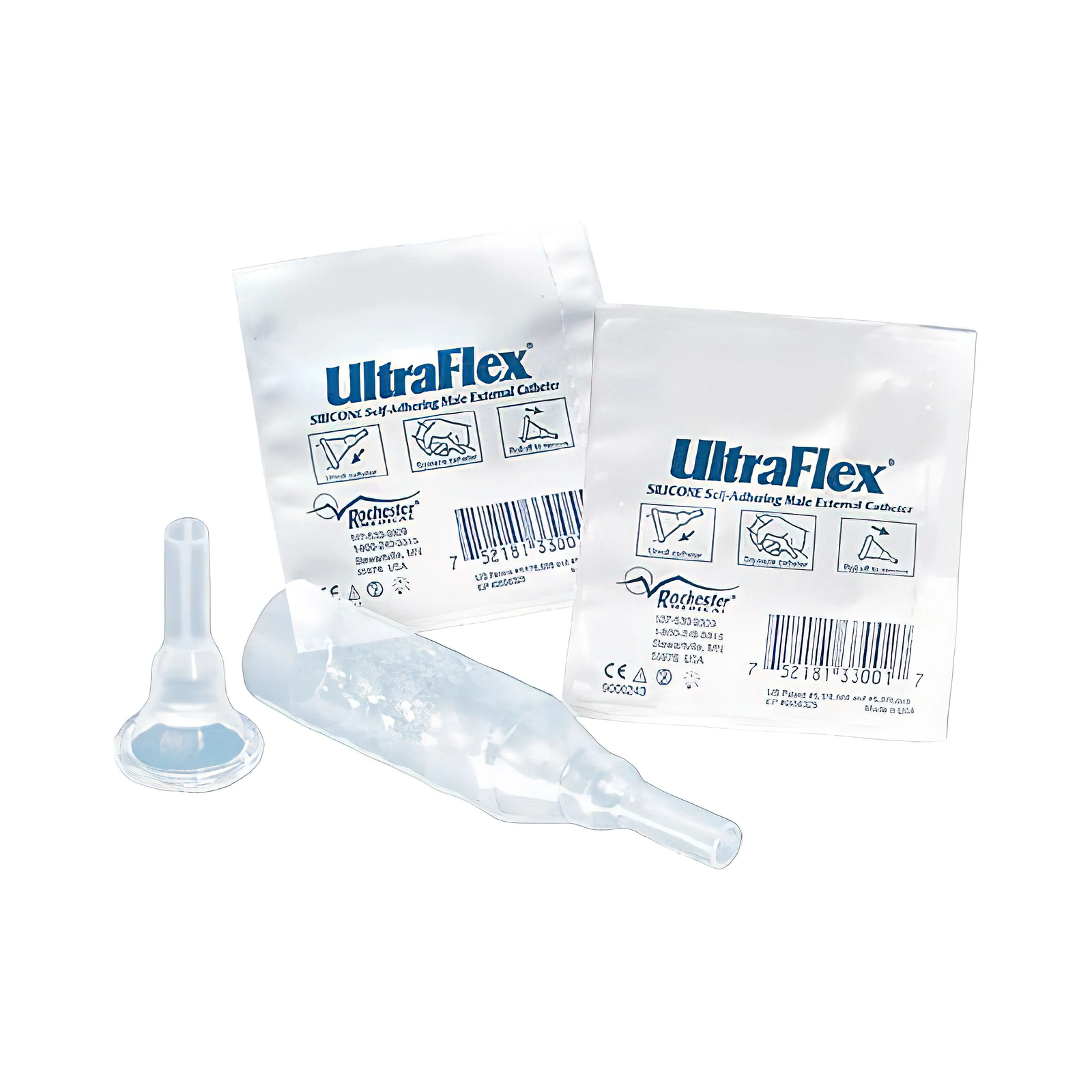 Bard Medical Bard-Rochester UltraFlex Self-Adhering Male External Condom Catheter (RM33101, RM33101-BX) on a white background