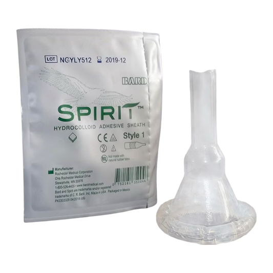 Bard Medical SPIRIT Style 1 Hydrocolloid Adhesive Sheath Male External Catheter on a white background