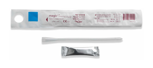 Bard Medical Bard Magic3 Hydrophilic Intermittent Catheter - No SureGrip - Female (RM51610, RM51610-BX) on a white background