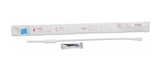 Bard Medical Bard Magic3 Hydrophilic Straight Tip Intermittent Catheter with SureGrip - Male (RM53610G, RM53610G-BX) on a white background