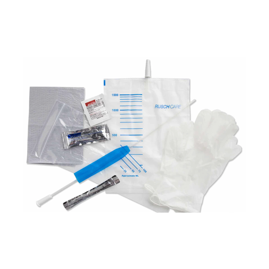 Teleflex-Rusch Rusch FloCath Quick™ Hydrophilic Straight Tip Intermittent Catheter Kit - Male (RU221400060-1, RU221400060-BX) on a white background