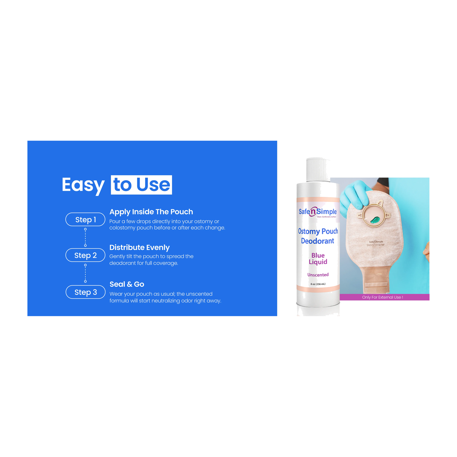 How to use Safe-n-Simple Blue Ostomy Pouch Deodorant