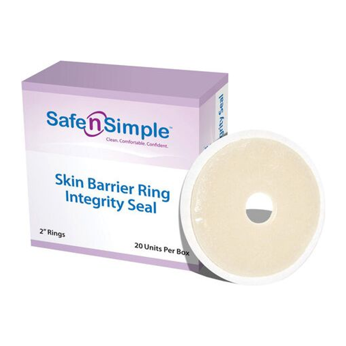 Safe-n-Simple Integrity skin barrier rings, model SNS68002, 2 inch, box of 20