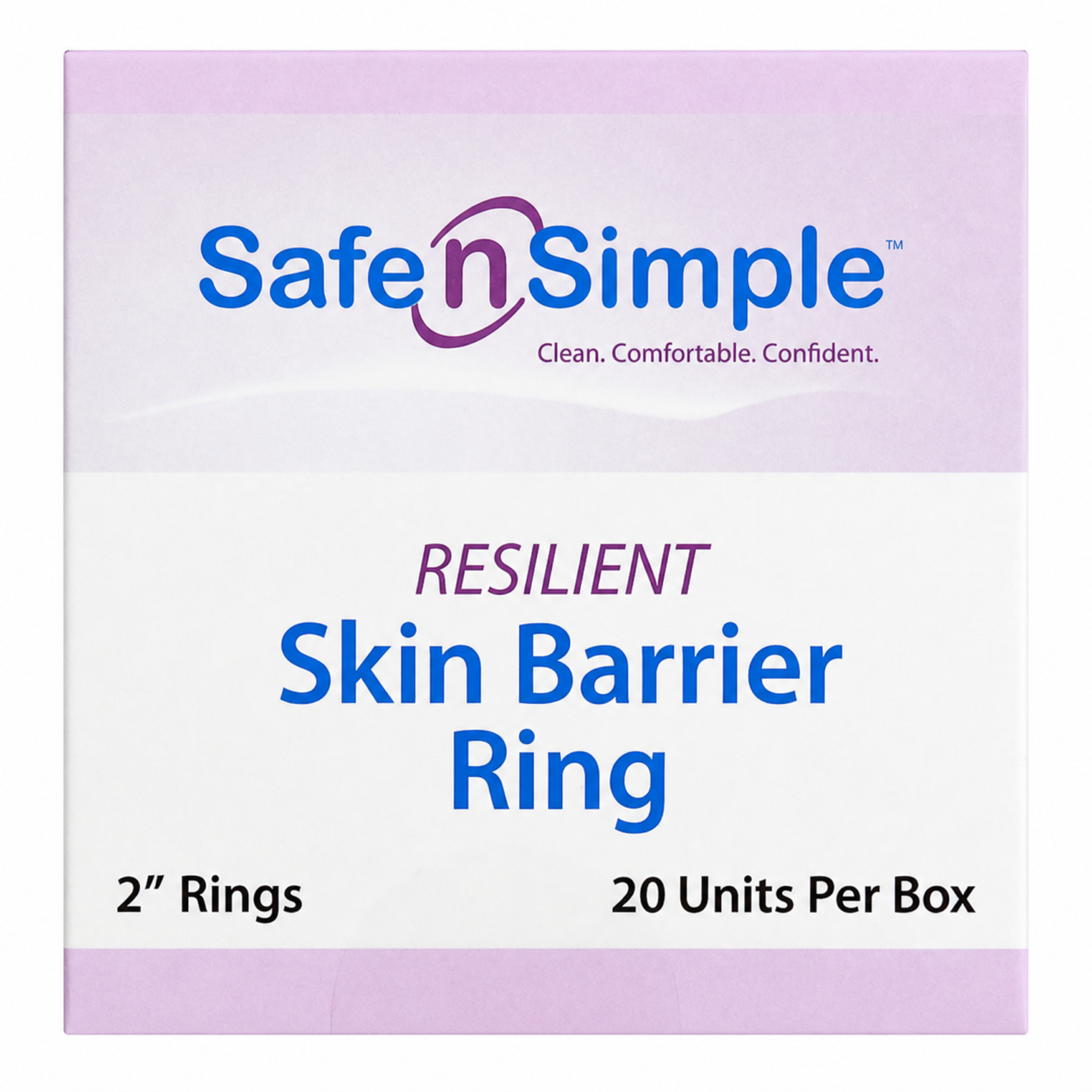 Safe-n-Simple Resilient Skin Barrier Ring, 2-inch box, square straight-on front view