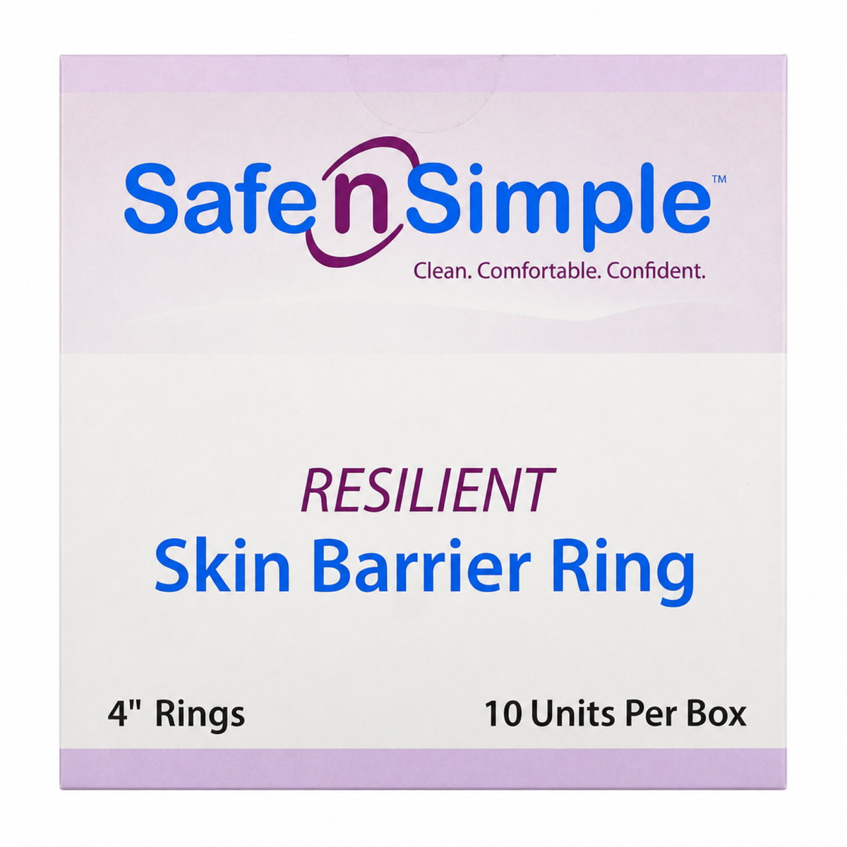 Safe-n-Simple Resilient Skin Barrier Ring, 4-inch box, square straight-on front view