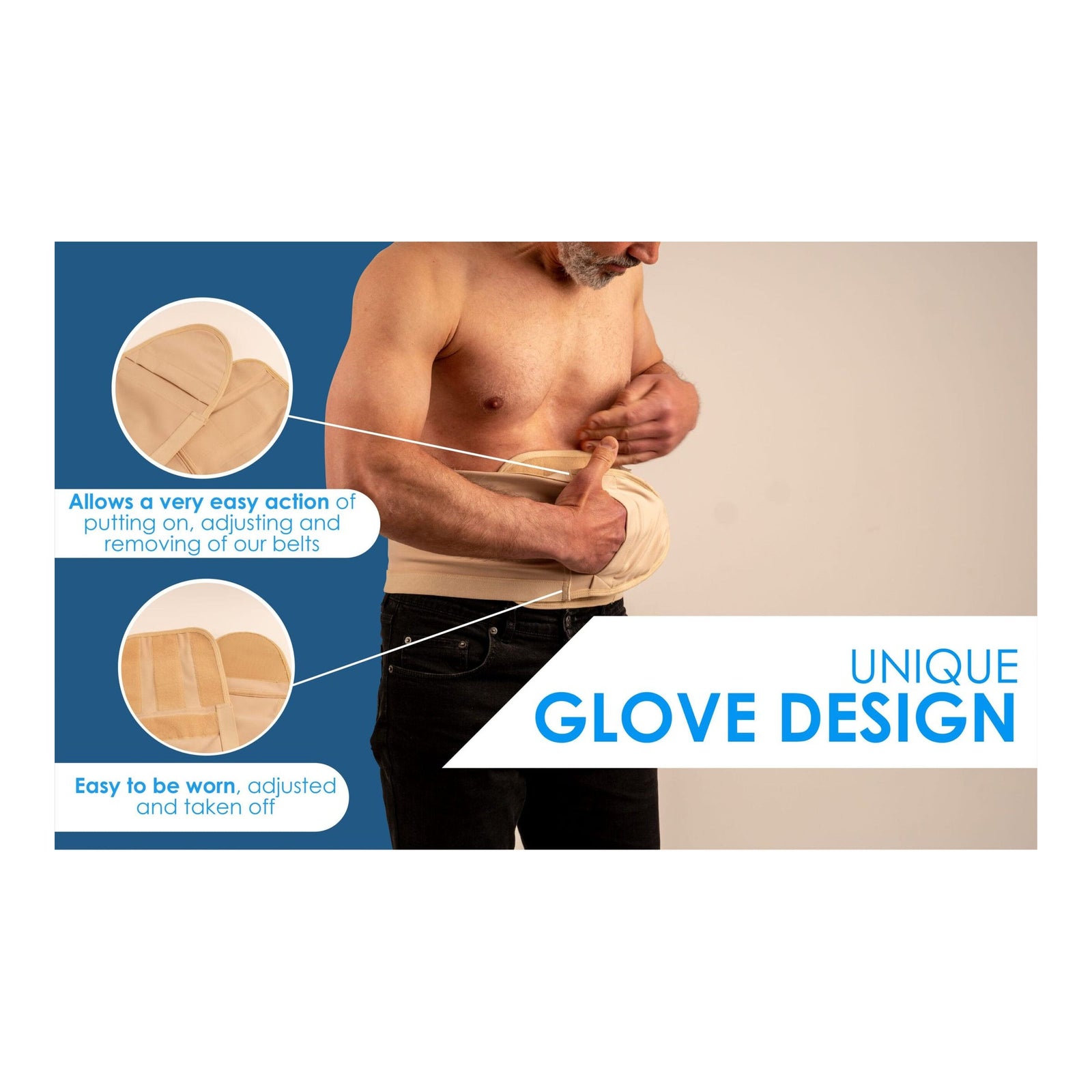 Safe-n-Simple Security belt glove design and adjustable closure