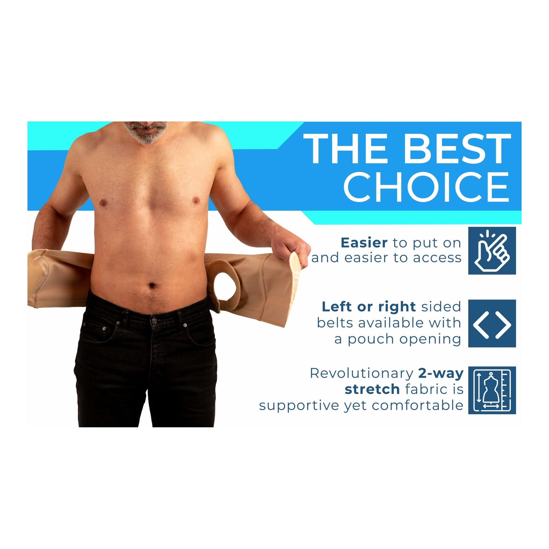 Safe-n-Simple Security hernia support belt with pouch opening shown in beige
