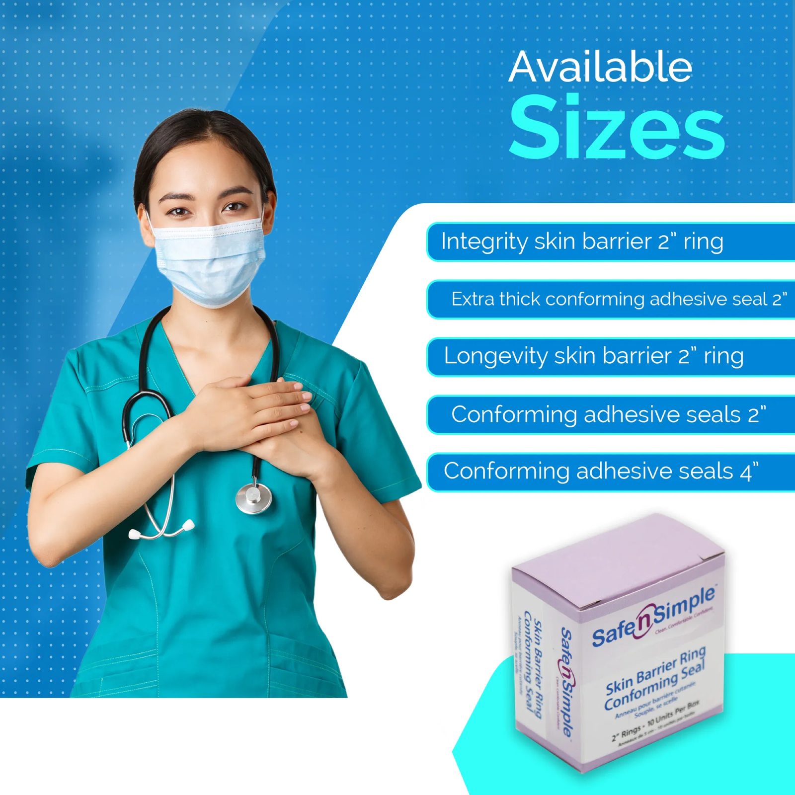 Safe-n-Simple skin barrier ring family size guide