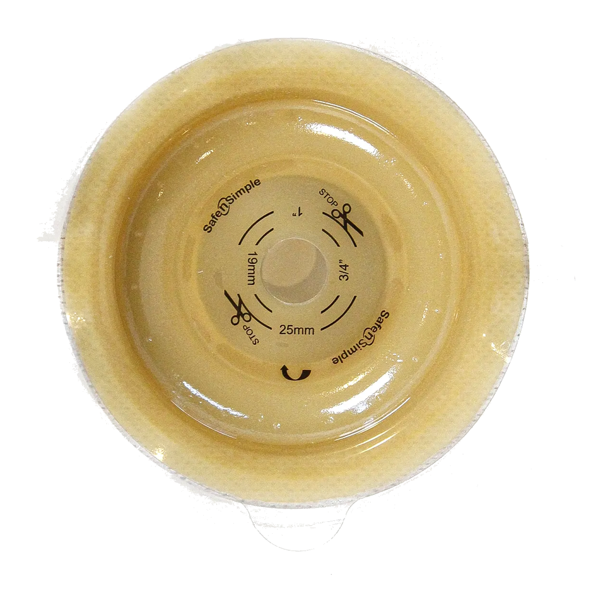 Safe-n-Simple SNS7225134-NF convex standard-wear ostomy wafer with 50 mm flange on white