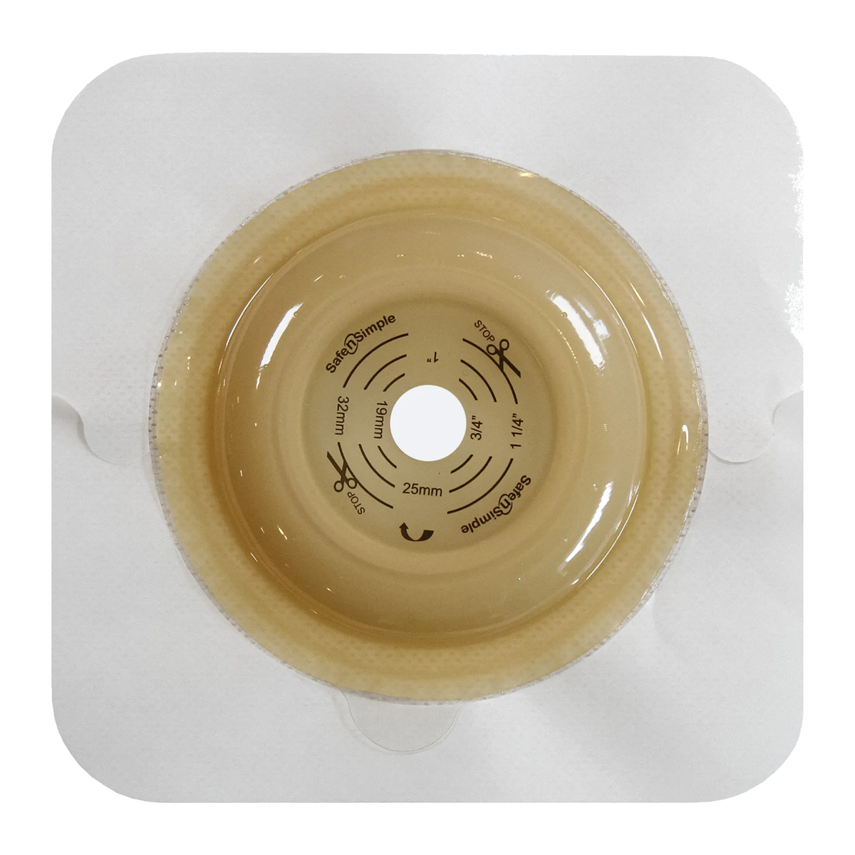 Safe-n-Simple SNS7239214 round convex standard-wear ostomy wafer with 57 mm flange on white