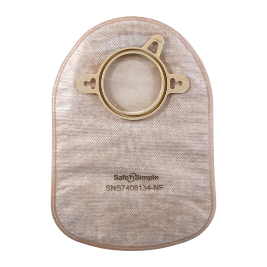 Safe-n-Simple Securi-T two-piece closed pouch, 8 inch beige with filter, 45 mm flange.