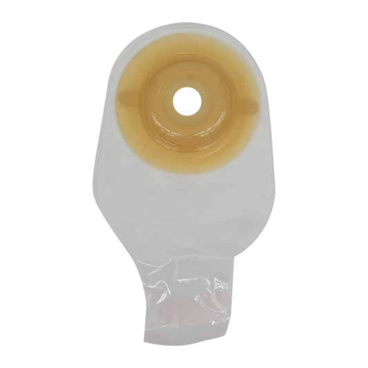 Safe-n-Simple Securi-T transparent convex extended-wear one-piece drainable pouch, front view; opening varies by SKU.
