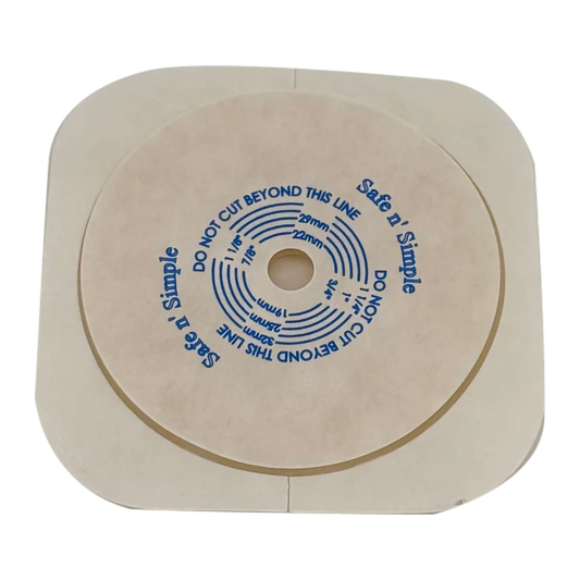 Safe-n-Simple Securi-T flat extended-wear solid hydrocolloid wafer, 50 mm 2 inch flange, exact front view for SKU SNS7814134NF on white