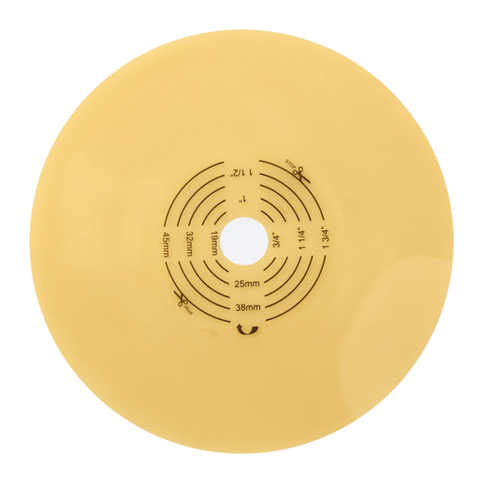 Safe-n-Simple Securi-T flat extended-wear solid hydrocolloid wafer, 57 mm 2-1/4 inch flange, exact SNS7814214 front view on white