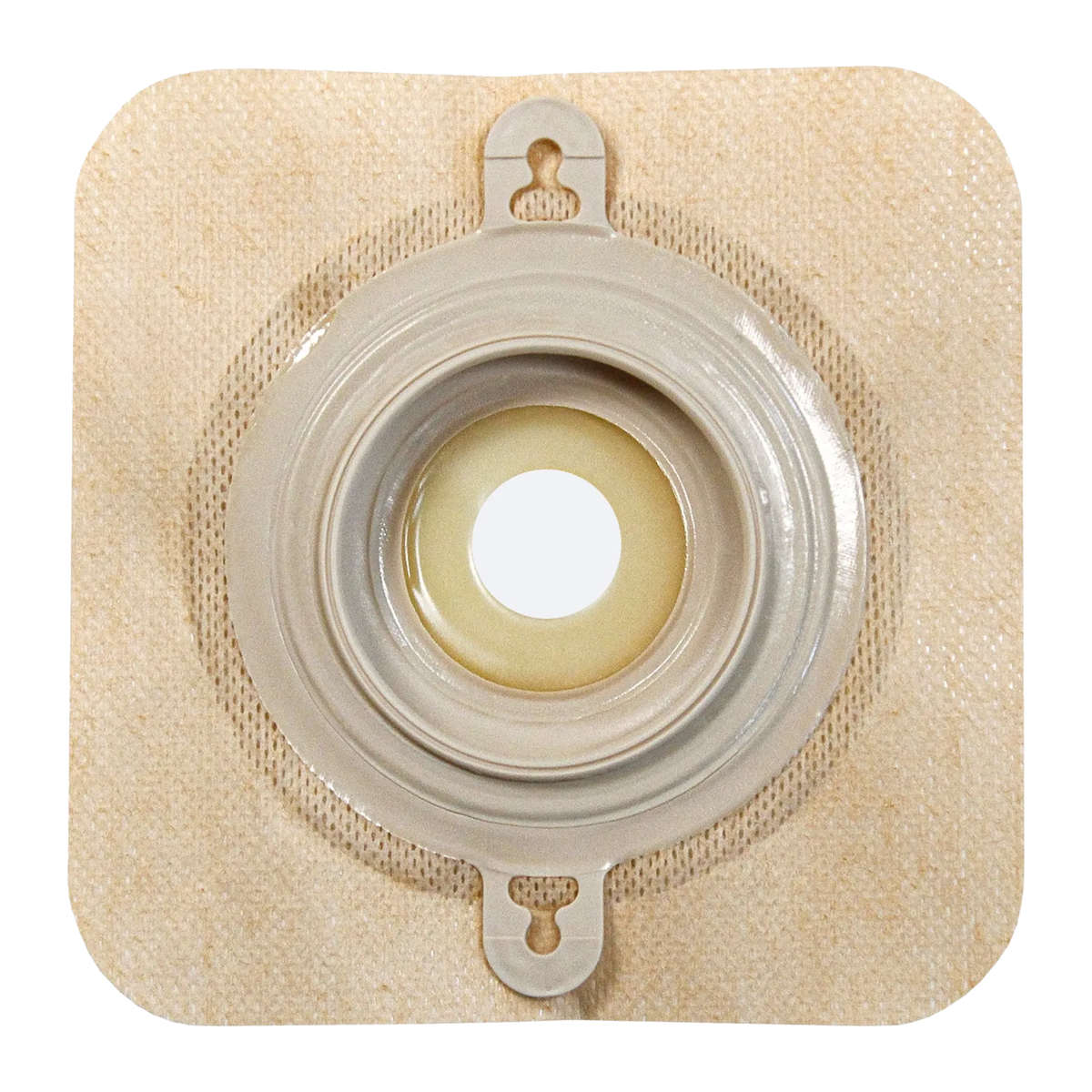 Safe-n-Simple SNS7819134-NF convex extended-wear ostomy wafer with tape collar on white