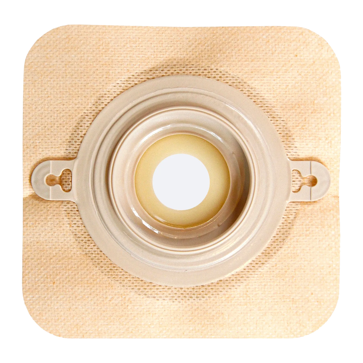 Safe-n-Simple SNS7822134-NF convex extended-wear ostomy wafer with tape collar on white