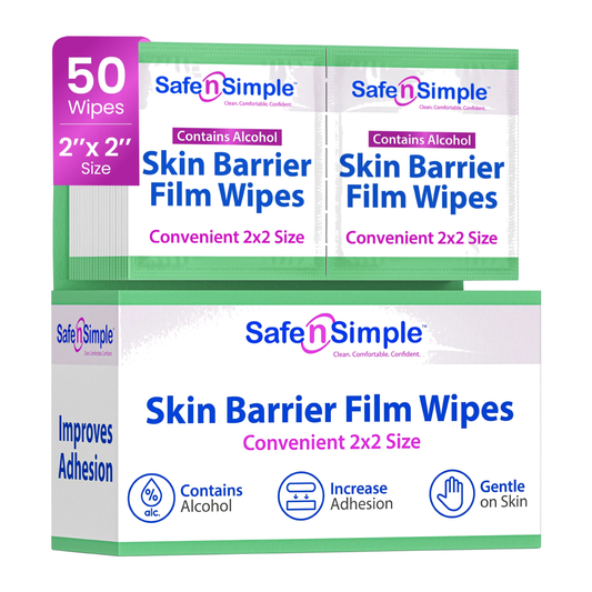 Safe-n-Simple Skin Barrier Film Wipes with Alcohol, box of 50