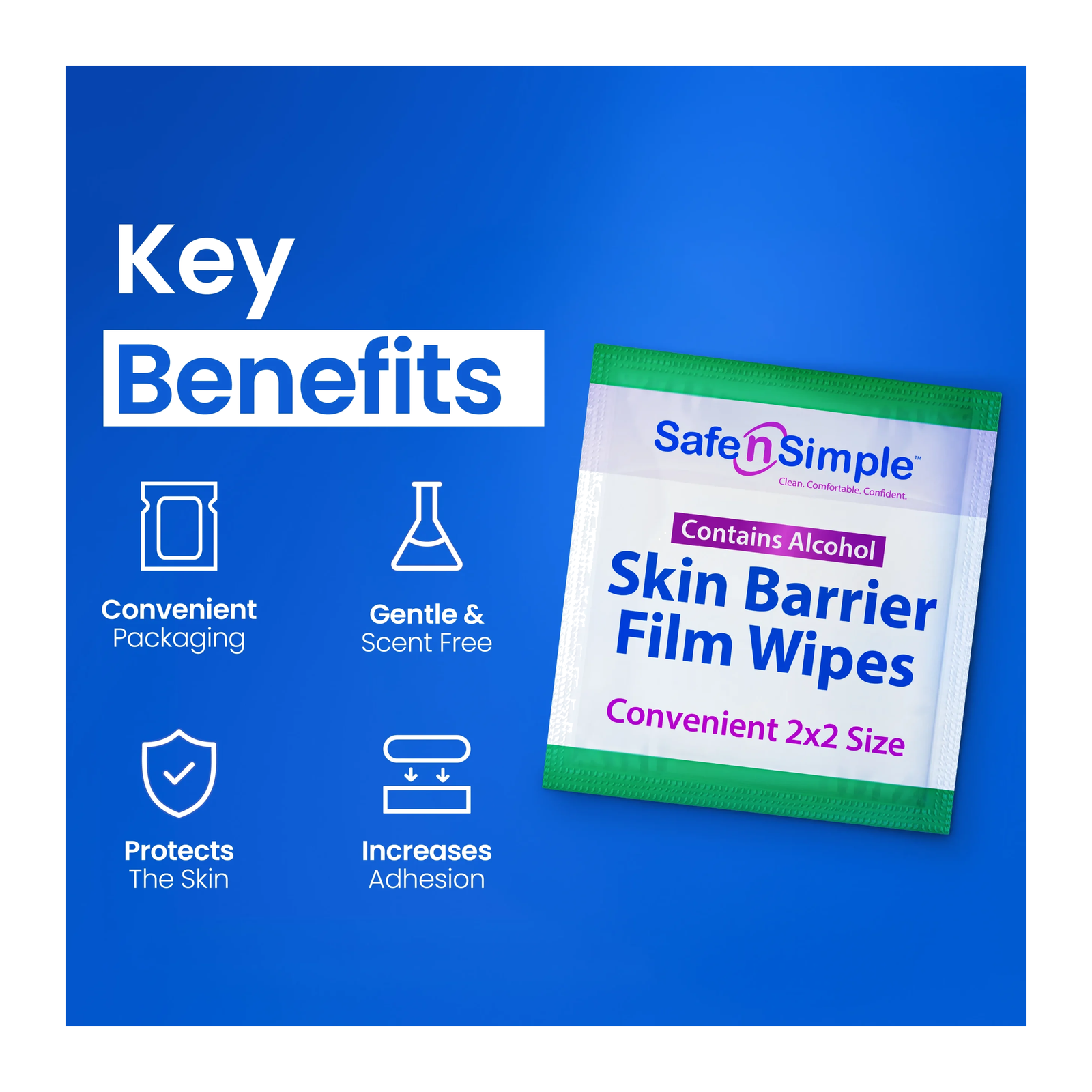 Safe-n-Simple Skin Barrier Film Wipes key benefits