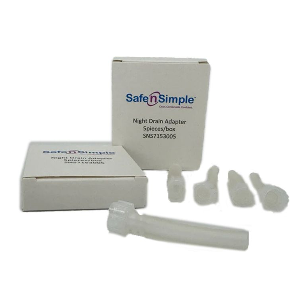Safe-n-Simple urinary night drain adapters, model SNS7153005, box of 5