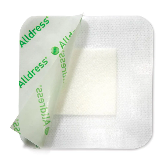 Molnlycke Molnlycke Alldress Composite Dressing, 4" x 4" (10 x 10 cm) (SC265329, SC265329-BX) on a white background
