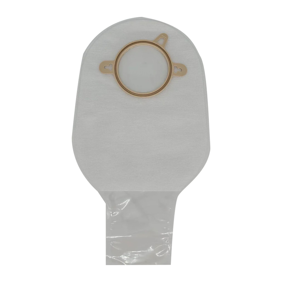 Safe-n-Simple Securi-T 12-inch transparent no-filter two-piece drainable pouch with curved tail closure.