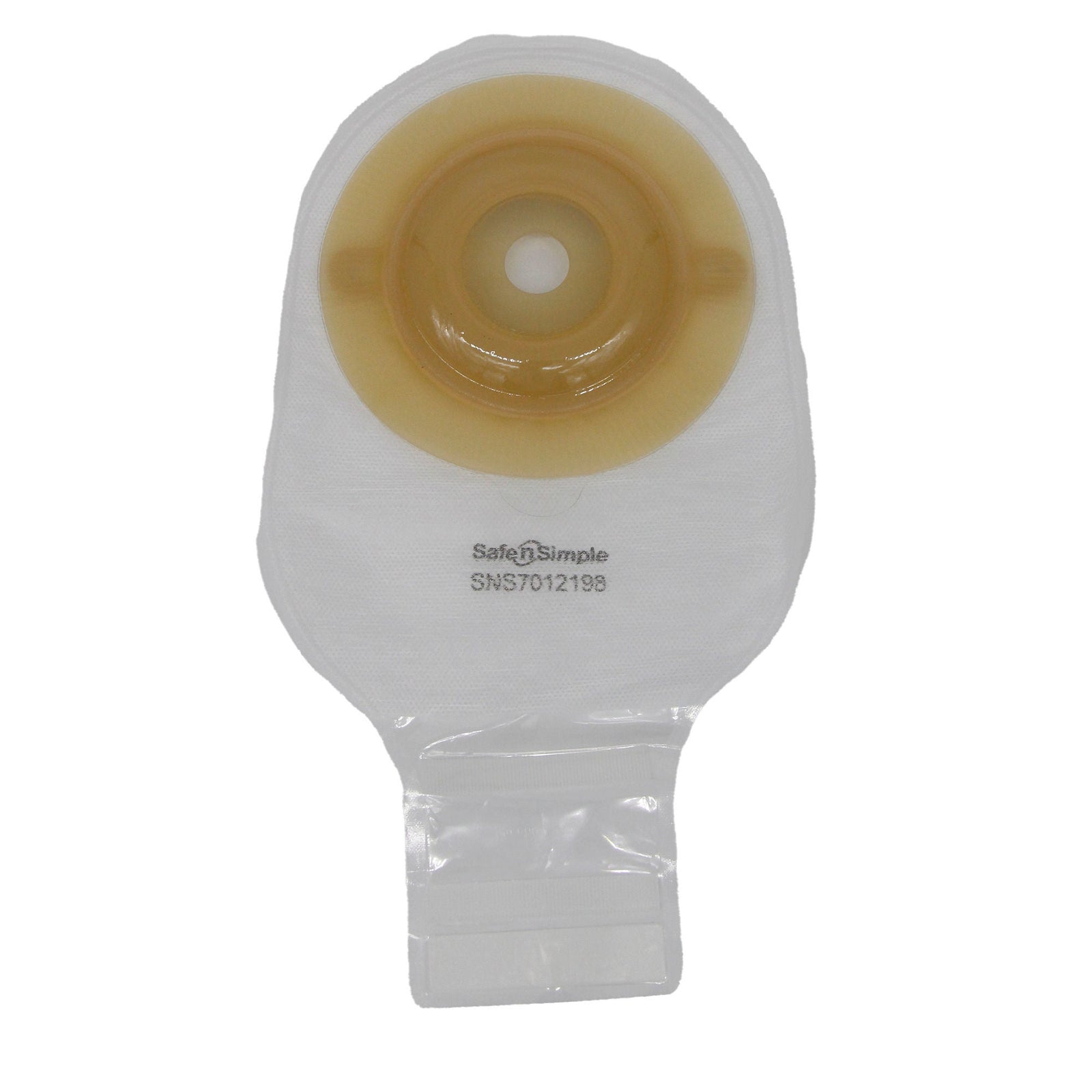 Safe-n-Simple One-Piece Extended Wear Convex Drainable Pouch - 12" Transparent, No Filter - exact SNS7012198 product image.