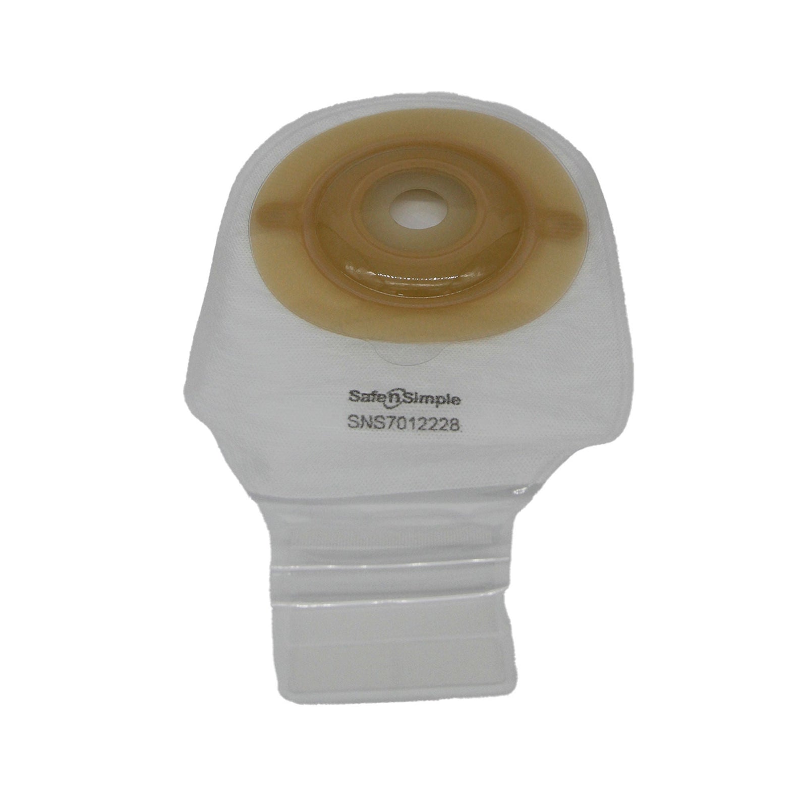 Safe-n-Simple One-Piece Extended Wear Convex Drainable Pouch - 12" Transparent, No Filter - exact SNS7012228 product image.