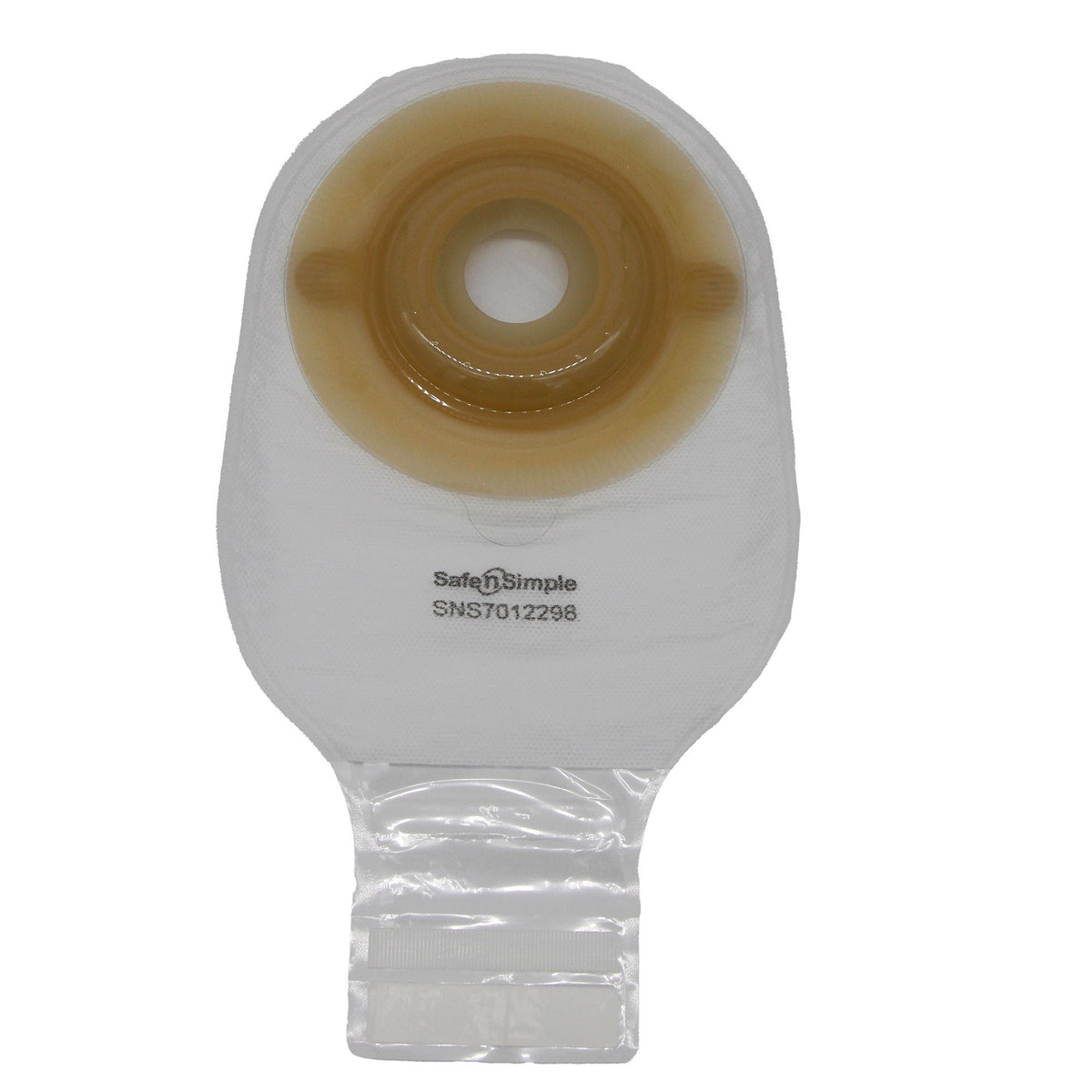 Safe-n-Simple One-Piece Extended Wear Convex Drainable Pouch - 12" Transparent, No Filter - exact SNS7012298 product image.