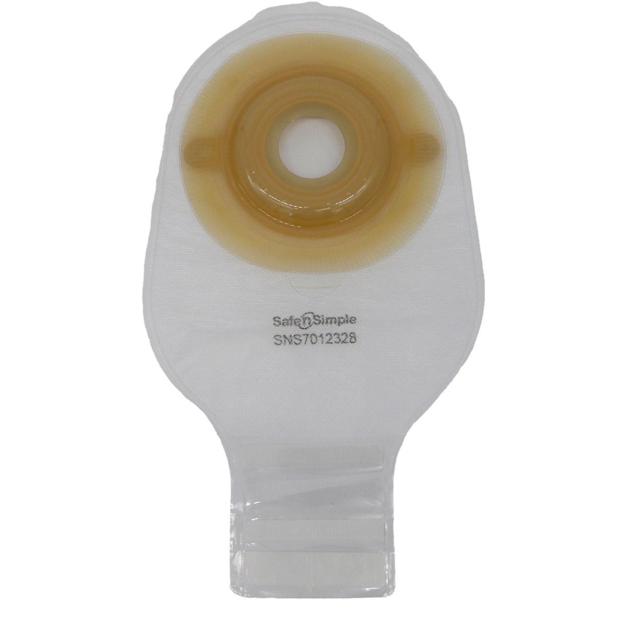 Safe-n-Simple One-Piece Extended Wear Convex Drainable Pouch - 12" Transparent, No Filter - exact SNS7012328 product image.