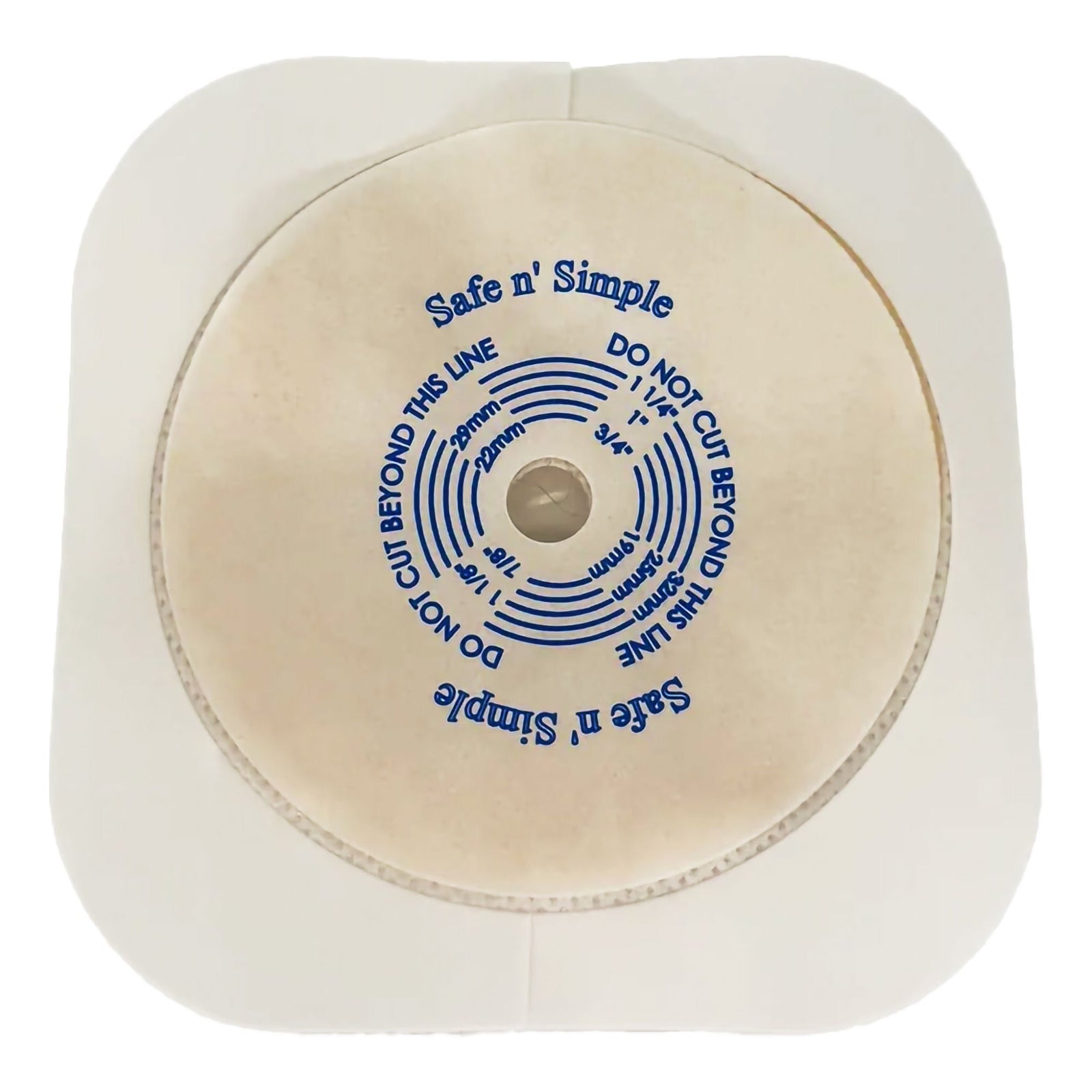 Safe-n-Simple Securi-T Series 1 Flat Standard Wear Wafer – 1-3/4" Flange. Exact SNS7204134NF representative image; selected stoma opening may vary.