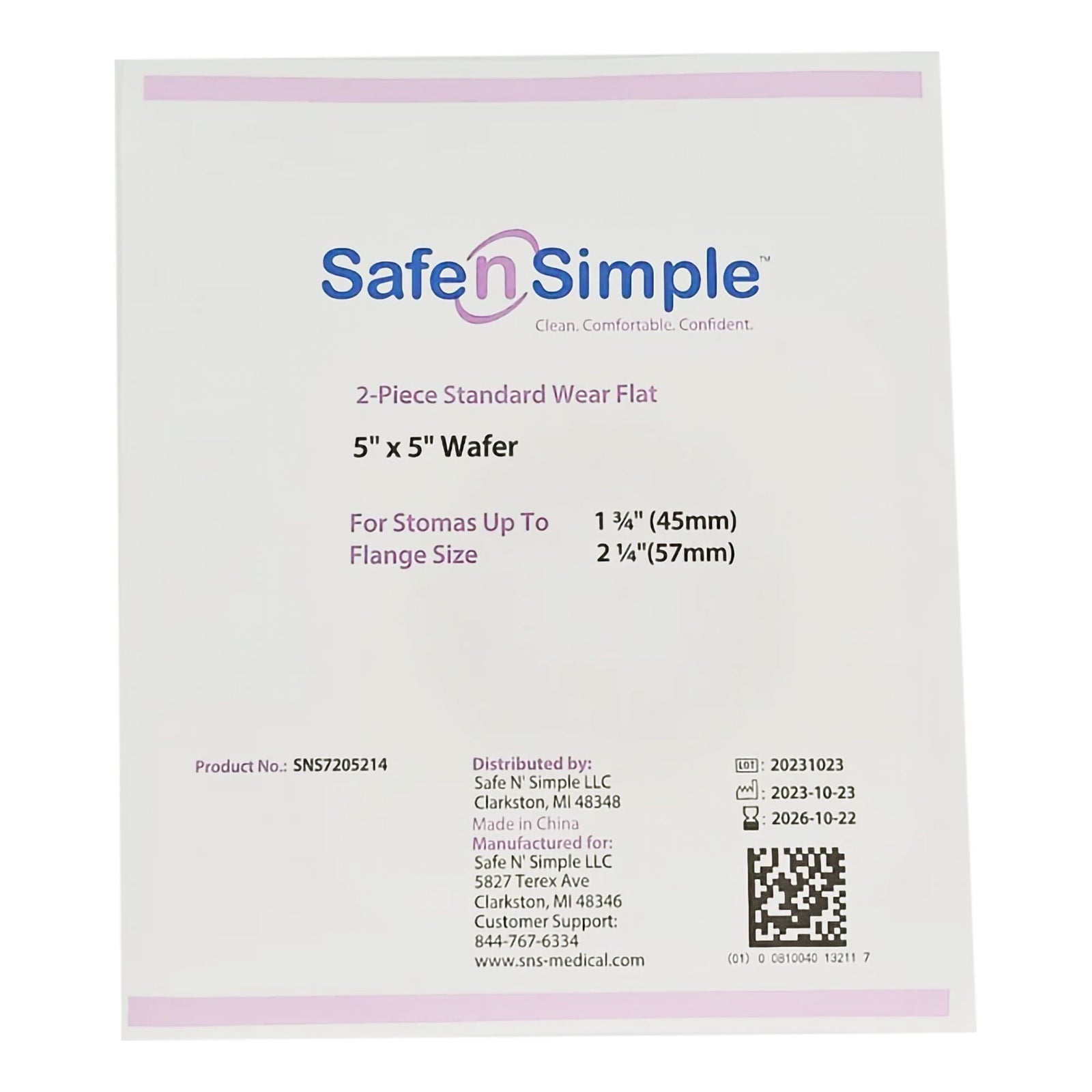 Safe-n-Simple Securi-T Series 1 Flat Standard Wear Wafer – Cut-to-Fit. exact child package front; exact SNS7205214 image.