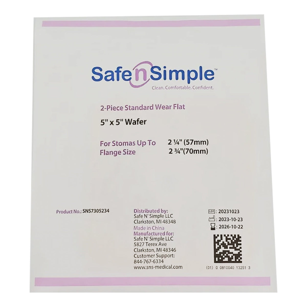 Safe-n-Simple Securi-T Series 2 Flat Standard Wear Wafer – Cut-to-Fit. exact child package front; exact SNS7305234 image.