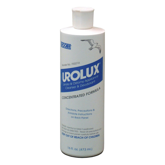 Urocare Urolux urinary and ostomy appliance cleanser and deodorant, item 700216, 16 fl oz