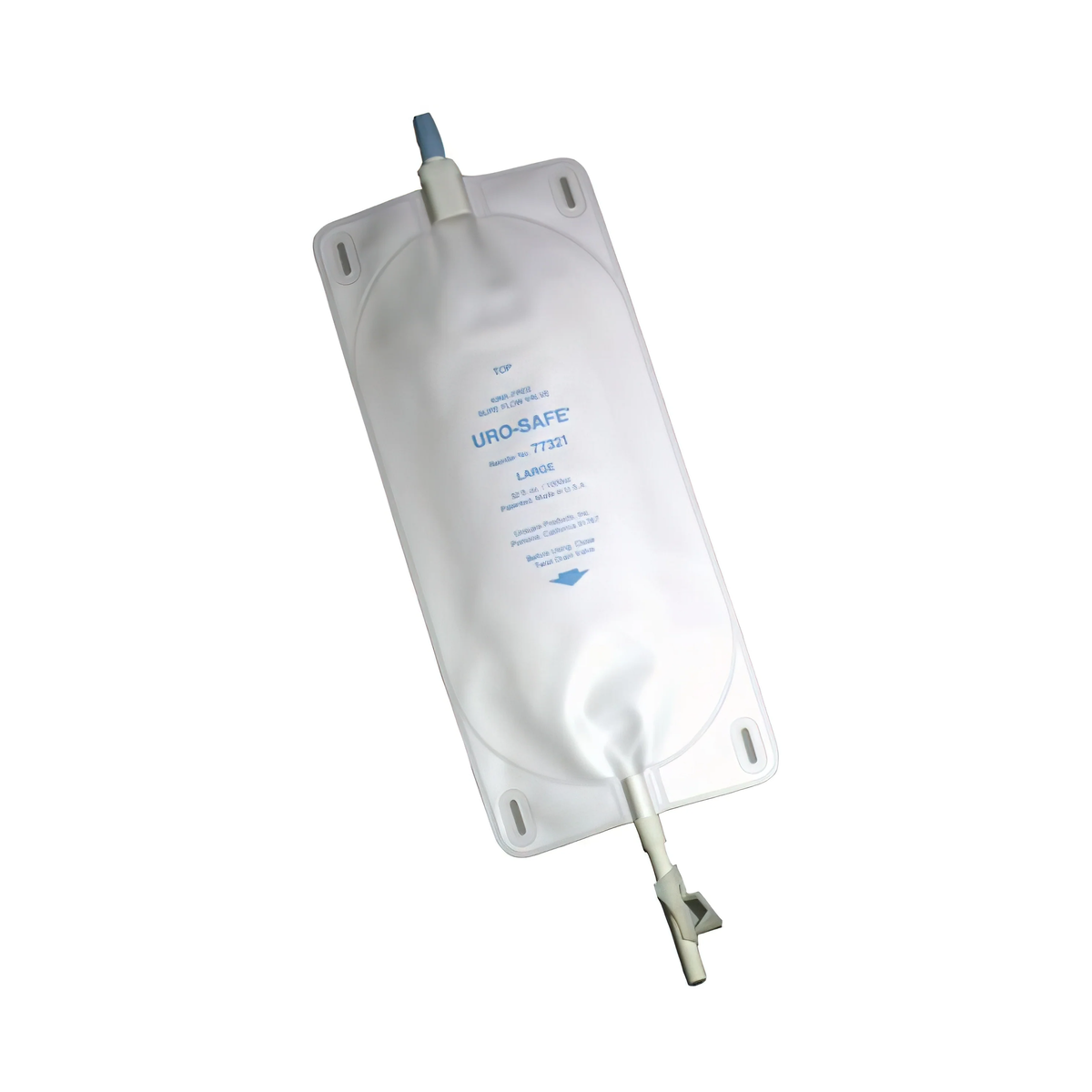 Urocare Uro-Safe Disposable Sterile Vinyl Leg Bags - Semi-Transparent Front and Back - Twist Drain (UC76180, UC76320) on a white background