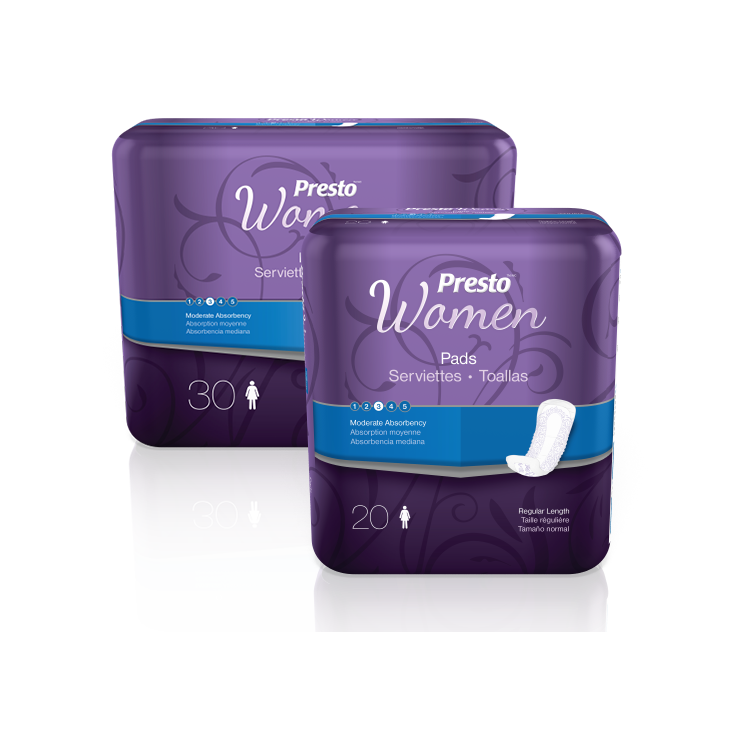 Presto Moderate Pads for Women With OdorSecure® – At Home Medical ...
