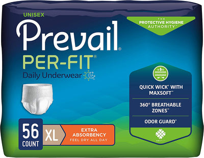 Prevail Per-Fit Protective Underwear - Extra Absorbency - Unisex - White