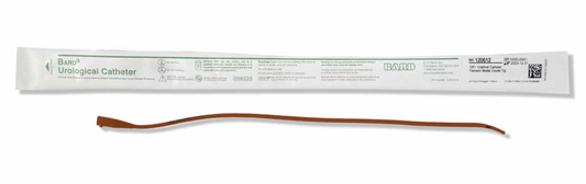 Bard Tiemann Model Red Rubber Coude Urethral Catheter - Sterile - Two Eyes