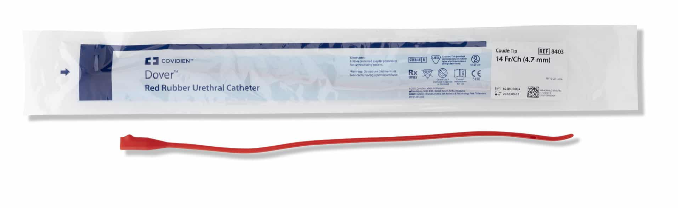 Kendall Curity Ultramer Urethral Red Rubber Coudé Tip Catheter