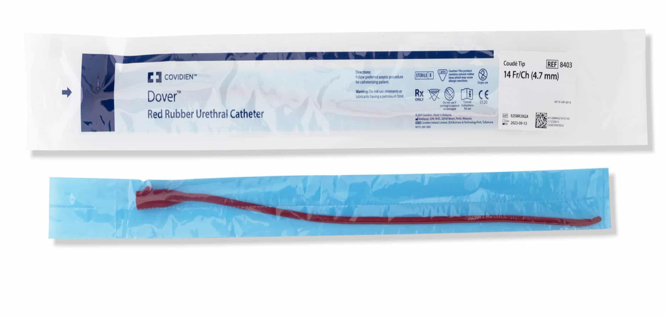 Kendall Curity Ultramer Urethral Red Rubber Coudé Tip Catheter