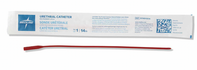 Medline Red Rubber Straight Tip Intermittent Catheter