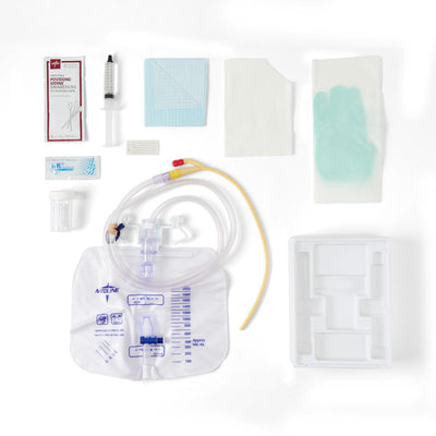 Medline Silicone-Elastomer Latex 2-Layer Foley Catheter Tray / Drain Bag - Includes Catheter