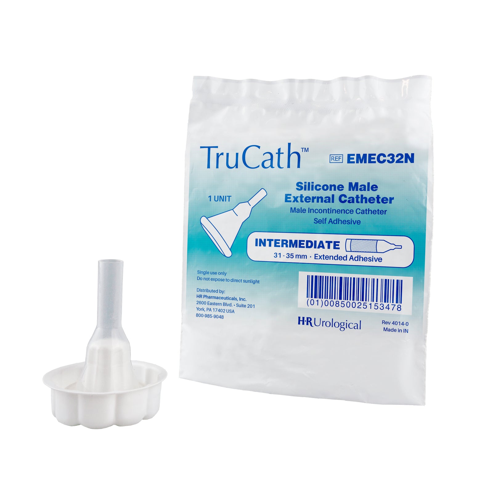 TruCath® 100% Silicone Male External Catheters, Extended Adhesive