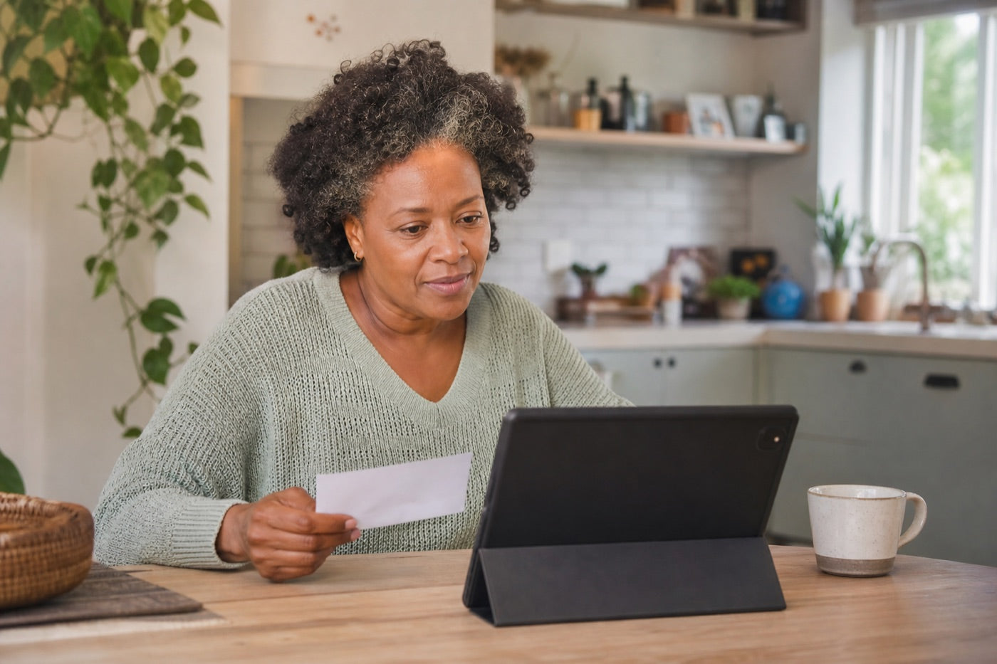 Customer reviewing a supply checklist during an online support conversation