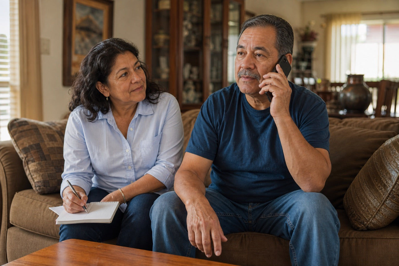 Couple speaking with a product specialist about home medical supplies
